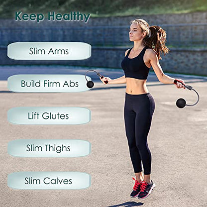Weighted Cordless Jump Rope, Adjustable Ropes Tangle-Free High Speed Skipping Rope For Fitness Workout Indoor Outdoor, Ropeless Bod Rope Great For Weight Loss Improving Fitness In Small Spaces
