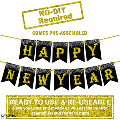 KatchOn, Pack of 8, 3D Gold Star Garland Decorations | Star Hanging Decorations for New Year Decor 2026 with New Years Eve Party Supplies| 2026 Balloons Gold | Happy New Years Decorations 2026
