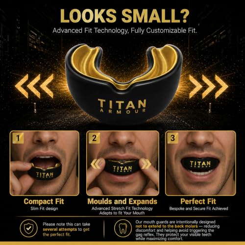 Mouth Guard Boxing, Dual-Layer Boil & Bite Mouthguard, Adult | Premium Dual-Layer | Case Included | Adult & Youth Custom-Fit Mouthpiece | Football, MMA, Hockey, Lacrosse, BJJ, Basketball - color: Gold, size: Junior Under 11