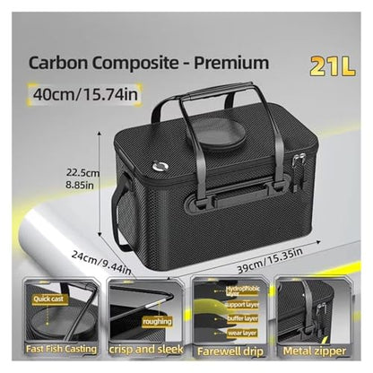 Large Capacity Fishing Container Portable Foldable Live Fish Bucket Thickened for Angling - color: 21L
