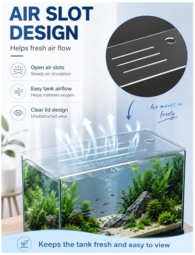 Transparent Fish Tank Lid with Feng Hole, 0.12" Anti-Jump Cover, Air Slots for DIY Aquarium Top, 111x20cm, Ideal for Daily Fish Care and Maintenance - size: 81x25cm