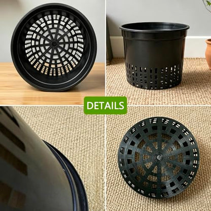 Heavy Duty Net Pots, 5 inch | Hydroponic Cups, Garden Slotted Mesh, Plant Nursery, For Hydroponics - size: 5 inch