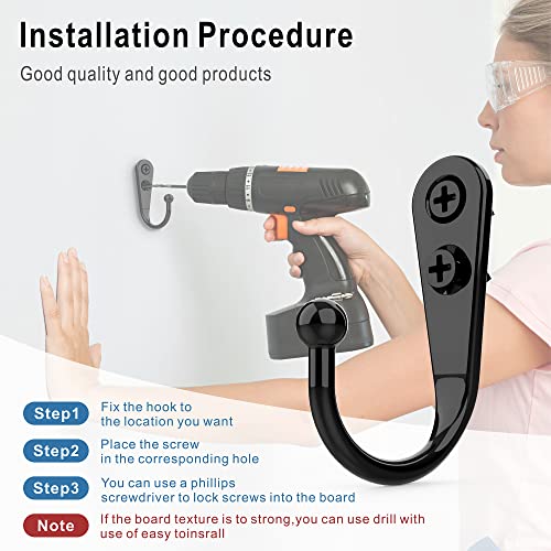 15-Pack Black Wall Mount Hooks for Hanging Coats & Towels | Screw-in Hangers with 30 Screws for Keys, Robes, Scarves, Bags, Caps & Mugs - color: 15PCS Black Hooks