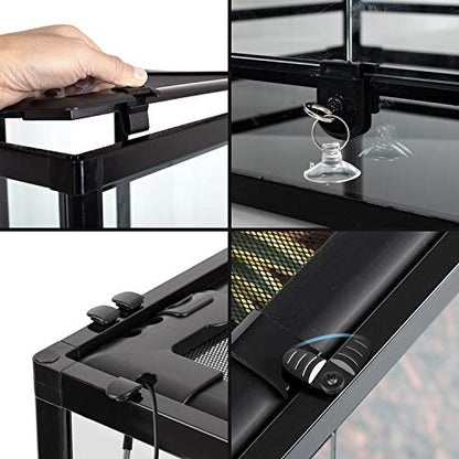 REPTI ZOO Large 34 Gallon Reptile Glass Tank,Front Opening Double Hinge Door 24" x 18" x 18", Screen Ventilation Terrarium (Backgrounds not Include) - size: 24" x 18" x 18"