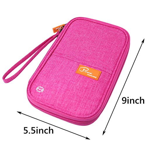 VanFn RFID Travel Passport Wallet, Family Passport Holder, Trip Document Organizer P.Travel Series (Rose Red) - color: Rose Red