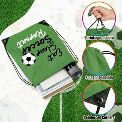 Reallnaive Party Favors Gifts, 24 oz Water Bottles Reusable Sport Squeeze Drinking Cup, Eat Sleep Drawstring Bag Cinch Sack Sport Pack for School Team Gift Event Accessories - style: Soccer