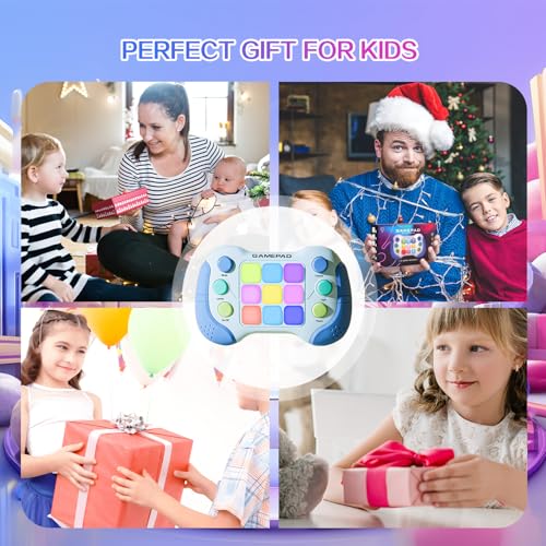 Christmas Fast Push Game Fidget Toys Handle, Upgraded Flashing Quick Press Games Pro for Kids, Speed Push Light Up Fidget Game, Educational Handheld Console Gamepad Toy for Boys, Girls (Blue) - style: Blue