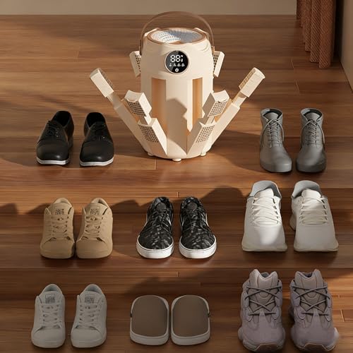6-Arm Boot and Glove Dryer Family Size – Forced Air Boot Dryer with Heat Blower & Timer. Foldable Ski Boot Dryer, Warmer & Hockey Equipment Dryer for Shoes, Ski Gloves, Hats – Adjustable Rack(Black) | Heat blower, 3/6/9H timer, auto shutoff, dries 3 pairs