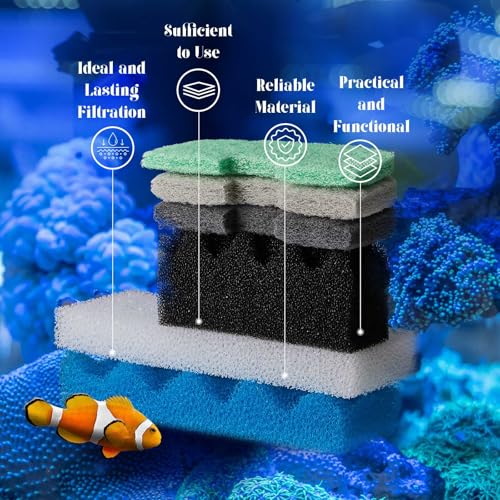 Threlaco 32 Pcs Aquarium Replacement Maintenance Kit Compatible with Fluval 206/207 Filter Media Including Biological Sponge, Ammonia/Phosphate/Nitrite Remover Pad, Aquarium Towel, Grease - style: 206/207