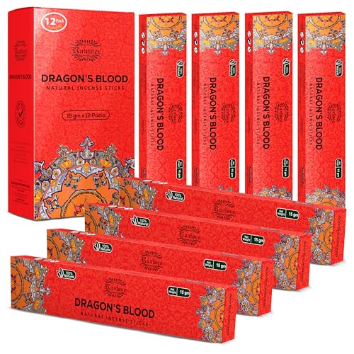 Raajsee Dragons Blood Incense Sticks (180 gm), 100% Pure Organic Natural Hand Rolled Free from Chemicals, (Pack of 12) Visit the raajsee Store - color: Dragon Blood