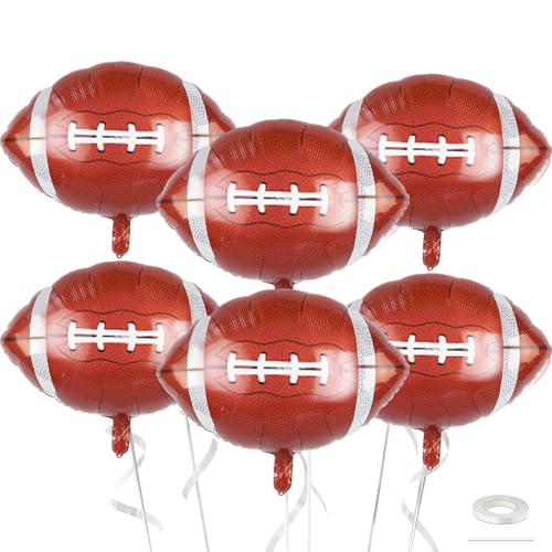Football Balloons, 6 Pcs Large Foil for Boys Men Sports Birthday Party - style: Football