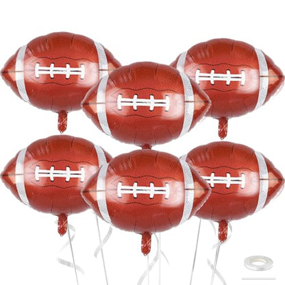 Football Balloons, 6 Pcs Large Foil for Boys Men Sports Birthday Party - style: Football
