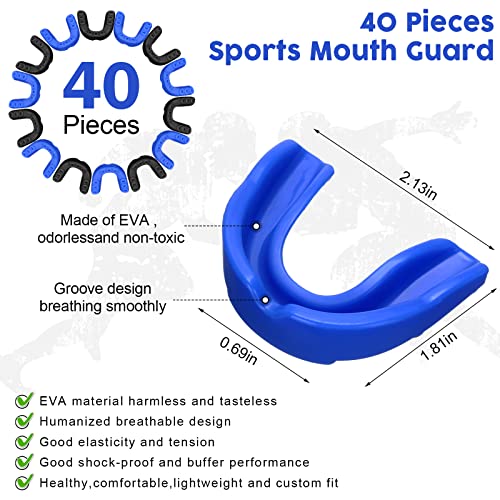 BBTO 40 Pack Kids Youth Mouth Guard for Sports Athletic Boys Girls Mouthguard Football Mouthpiece for Hockey Football Boxing Lacrosse Basketball Wrestling Karate MMA Taekwondo - color: Dark Blue, Black