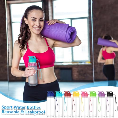 16 Pack Bulk Water Bottles-17oz Plastic Sports Water Bottles for Kids and Adults Leak Proof, Reusable for Gym Travel School Office, Black - color: Black