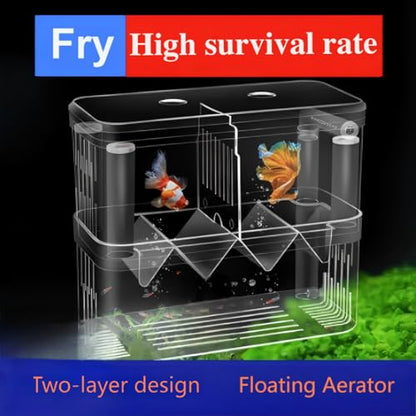 Aquarium Fish Breeder Box Hatchery Incubator,Multi-Functional Acrylic Breeder Isolation Box Hatching Incubator Box for Fish Fry Shrimp Little Turtle Betta Fish - size: L