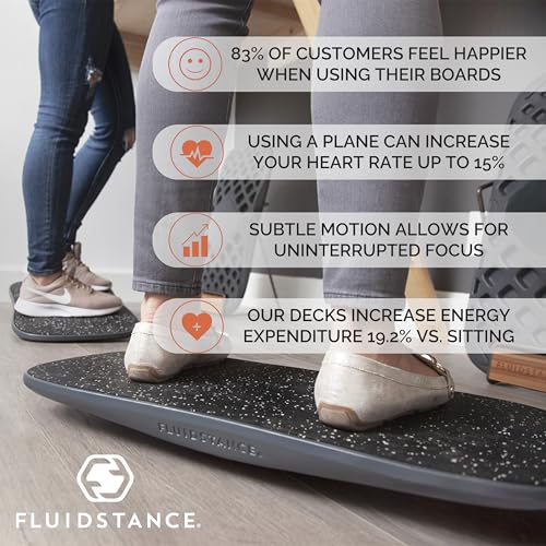 FluidStance Adult Balance Board for Standing Desk - Anti Fatigue USA Made 360 Degree Rocker Wobble Board as Exercise Equipment to Increase Focus & Movement - Sustainable Anti-Slip Plane Standing Board - color: Storm-5
