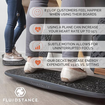 FluidStance Adult Balance Board for Standing Desk - Anti Fatigue USA Made 360 Degree Rocker Wobble Board as Exercise Equipment to Increase Focus & Movement - Sustainable Anti-Slip Plane Standing Board - color: Storm-5