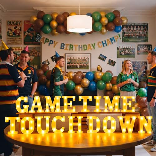 Aurelema Sukkot Large LED Letter Sign LED Lights Battery Powered Table Decoration for Party Gift Tabletop Decoration(Game Time Touch Down) - size: 8.27 inches, style: Game Time Touch Down