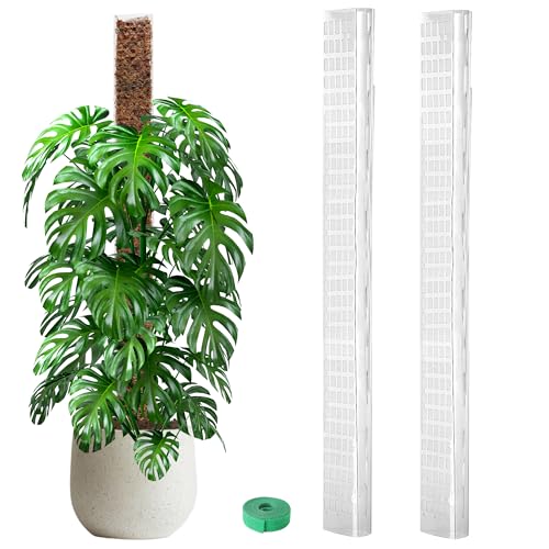 EOX 2 Pcs 48 Inch Plastic Moss Pole for Monstera, Large D Shaped Poles for Climbing Plants Work with Sphagnum Moss, 94 Inch Plant Stake Set of 2, Garden Ties - size: 2 PACK-48Inch-no moss included