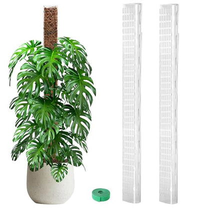 EOX 2 Pcs 48 Inch Plastic Moss Pole for Monstera, Large D Shaped Poles for Climbing Plants Work with Sphagnum Moss, 94 Inch Plant Stake Set of 2, Garden Ties - size: 2 PACK-48Inch-no moss included