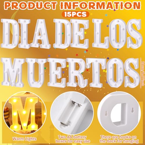 Aurelema Sukkot Large LED Letter Sign LED Lights Battery Powered Table Decoration for Party Gift Tabletop Decoration(Dia De Los Muertos) - size: 8.27 inches, style: Dia De Los Muertos