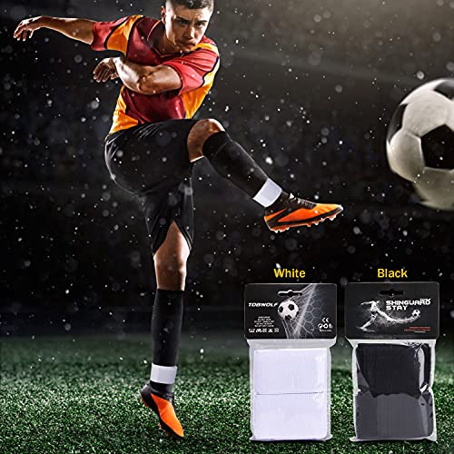 TOBWOLF 4PCS Soccer Shin Guard Strap, Anti Slip Sports Football Legging Shin Fixed Straps, Lightweight Ankle Guards for Kicking Ball, Running, Cycling