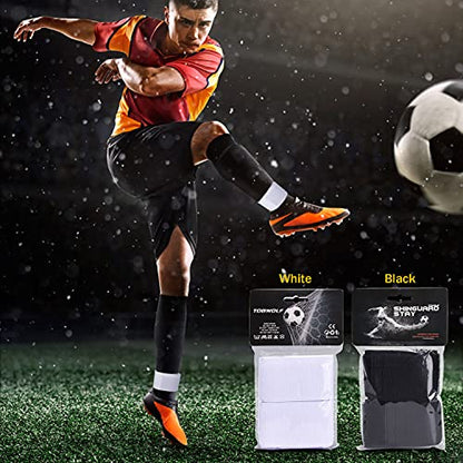 TOBWOLF 4PCS Soccer Shin Guard Strap, Anti Slip Sports Football Legging Shin Fixed Straps, Lightweight Ankle Guards for Kicking Ball, Running, Cycling