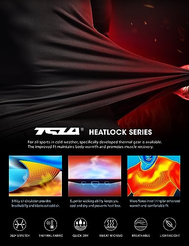 TSLA Men's Thermal Long Sleeve Compression Shirts, Mock/Turtleneck Winter Sports Running Base Layer Top - color: Cover Black, size: XX-Large