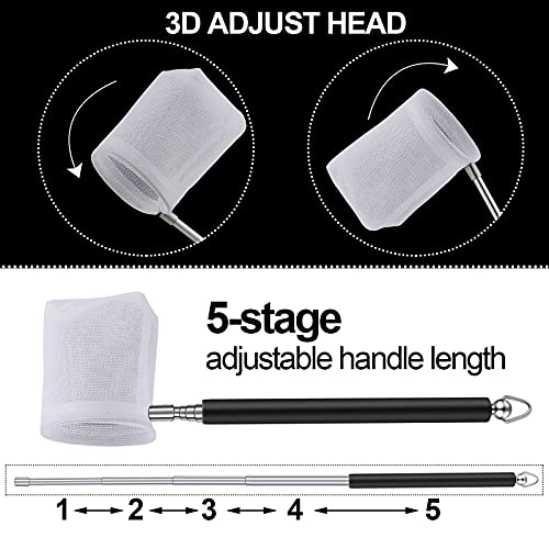 4 Pieces Fish Tank Shrimp Net Extendable Handle Shrimp Net Stainless Steel Small Aquarium Catch Mesh with Adjustable Handle for Aquarium Fish Tank Pond - color: Black