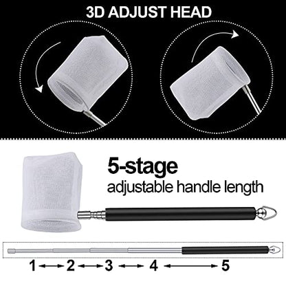 4 Pieces Fish Tank Shrimp Net Extendable Handle Shrimp Net Stainless Steel Small Aquarium Catch Mesh with Adjustable Handle for Aquarium Fish Tank Pond - color: Black