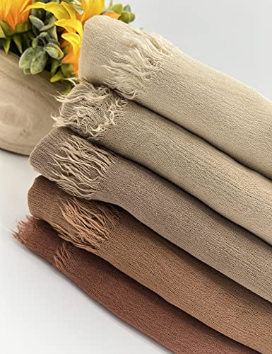 Txameru Hijab Scarf for Women - Muslim Rayon Crinkle With Fringe Edge - color: Mocha
