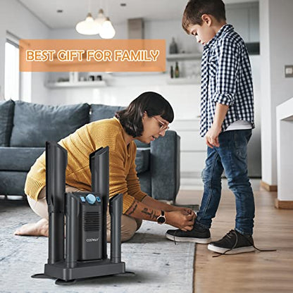 COSTWAY Boot Dryer, Shoe Dryers with 180 Mins Timer & Heating Blower, Ozone Disinfection, Extendable Design, Electric Shoe and Boot Warmer for Work Boots, Ski, Glove, Hats, Grey