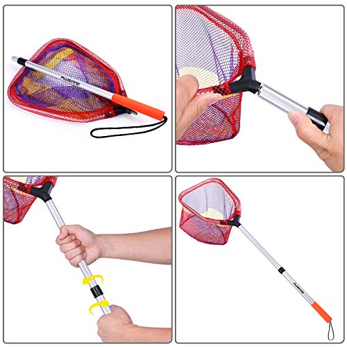 PLUSINNO Kids Fishing Net, Telescopic Lightweight Landing Net with Aluminum Pole Handle and Nylon Mesh, Catch and Release Butterfly Net for Kids Youth Outdoor - color: 1 Pack-Silver