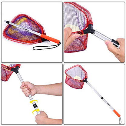 PLUSINNO Kids Fishing Net, Telescopic Lightweight Landing Net with Aluminum Pole Handle and Nylon Mesh, Catch and Release Butterfly Net for Kids Youth Outdoor - color: 1 Pack-Silver