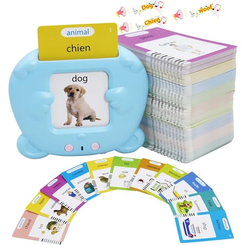 MAYAPHILOS English and French Talking Flash Cards with 510 Sight Words Learning Educational Toys to Learn French Pocket Speech Audible Flashcards for Toddlers - size: 510 Words French and English