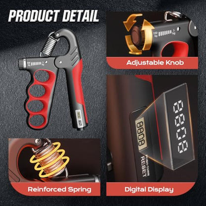 Adjustable Hand Grip Trainer with Electronic Counting, 2025 New Grip Strength Trainer 5-100KG/11-220LB Adjustable Hand Gripper Strengthener Forearm Exerciser for Adults Training Strength - color: Orange