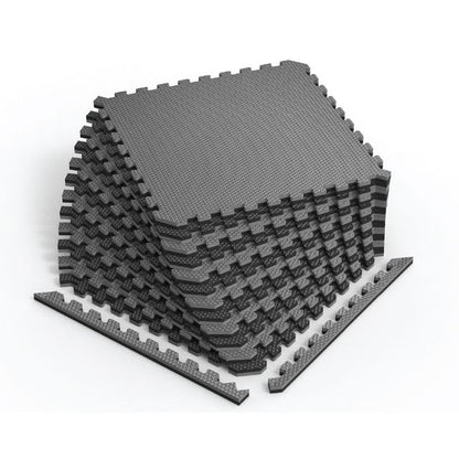 Reversible Gym Exercise Mats 3/4" Thick EVA Interlocking Foam Tiles, Perfect Home Gym Flooring, 36 Tiles & 72 Trim Pieces, 144 Sq. Ft. Reversible, Gray/Black - color: Gray/Black, size: 36 Tiles - 144 Sq. Ft.