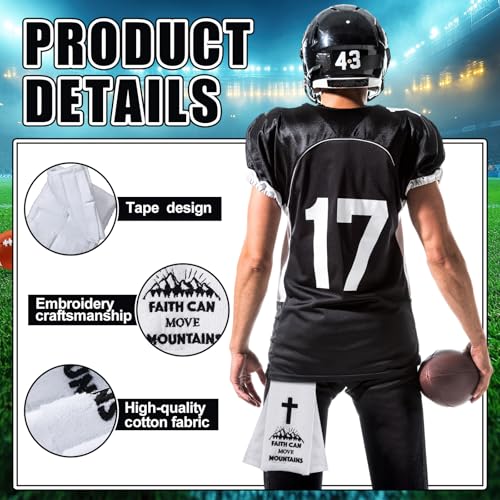 Simgoing Football Towel Christian Cross Cotton Quarterback Football Field Towel with Hook and Loop Closure White Gym Hand for Men Adults Youth