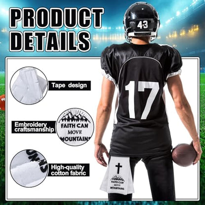 Simgoing Football Towel Christian Cross Cotton Quarterback Football Field Towel with Hook and Loop Closure White Gym Hand for Men Adults Youth