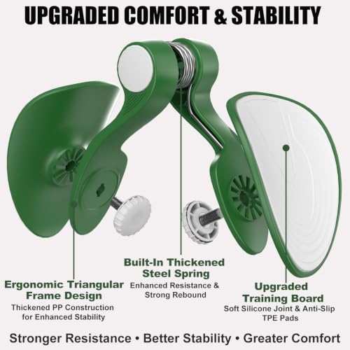 Pelvic Floor Exercise Device with 35 lb Resistance, Kegel and Inner Thigh Muscle Trainer, Home Workout Equipment for Postpartum Recovery, Women & Men, with Band - color: Dark Green