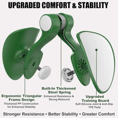 Pelvic Floor Exercise Device with 35 lb Resistance, Kegel and Inner Thigh Muscle Trainer, Home Workout Equipment for Postpartum Recovery, Women & Men, with Band - color: Dark Green