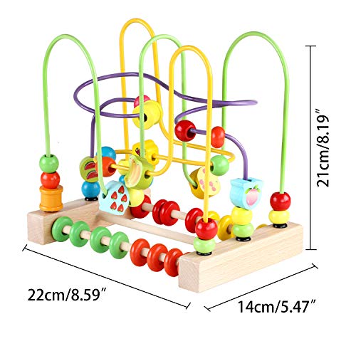 Wondertoys 유아용 비즈 미로 장난감 나무 다채로운 주판 롤러 코스터 교육용 원형 장난감 아기용 비즈 미로 활동 큐브 감각 장난감 아동용