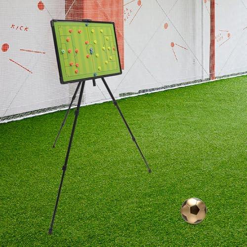 Professional Soccer Football Tactical Coaching Board, Portable Tactical Display Board with Triangle Bracket Stand, Player Markers, Backpack for Instruction of Soccer Training/Match Setup Tactics