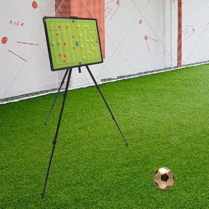 Professional Soccer Football Tactical Coaching Board, Portable Tactical Display Board with Triangle Bracket Stand, Player Markers, Backpack for Instruction of Soccer Training/Match Setup Tactics