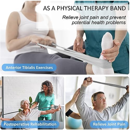 Resistance Bands Set for Physical Therapy, Rehab, Yoga and Pilates | Latex-Free elastic exercise bands suitable for rehab, yoga, Pilates, gym workouts, stretching, and home exercise - color: Gradient Gray 10-115lbs