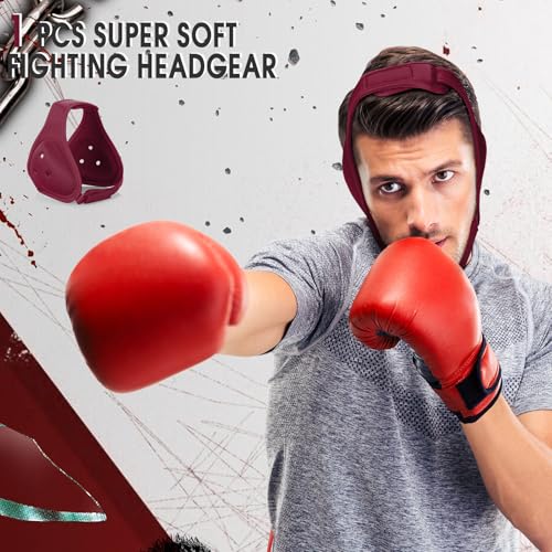 Tellegloww Wrestling Headgear for Kids Youth Soft Grappling Headgear Adjustable Wrestling Ear Guard for Adults - color: Dark Red, style: Classic Style