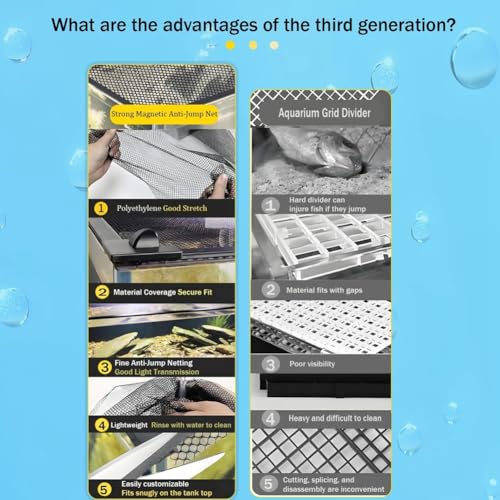 DIY Magnetic Aquarium Lid Fish Tank Hood Top Cover Anti-Jumping Net Cover Mesh to Protect Fish Jumping Out of Fish Tan