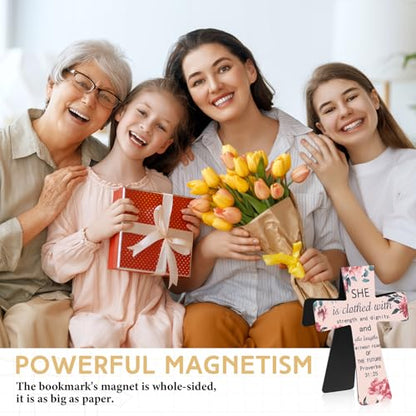 Resurhang 48 Pcs Magnetic Bookmarks Christian Cross Magnetic Page Markers Religious Bible Verses Bookmarks for Mother's Day Women Student Church Study Group Graduation Coworker Team (Flower) - style: Flower