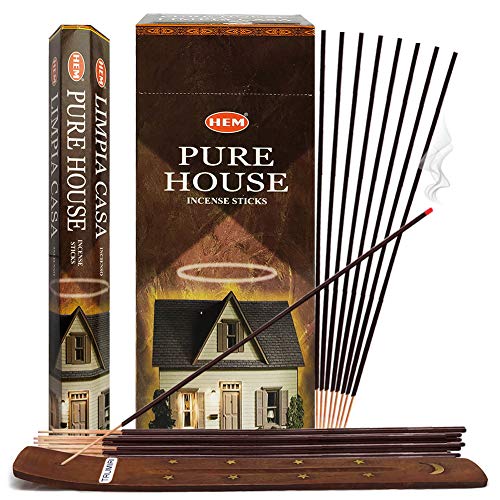 Pure House Incense Sticks and Incense Stick Holder Bundle Insence Insense Hem Incense Sticks - color: Pure House