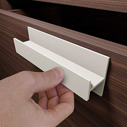 HRX Self-Adhesive Edge Fingerpull Door Handle - Easy to Install Screwless Peel and Stick on Glass, Wood, Metal, Plastic - Sliding Doors Knob for Kitchen Fronts, Drawers & Dressers Panels - 2 Pack - color: White